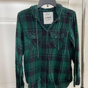 Garage Button Down Flannel Hoodie